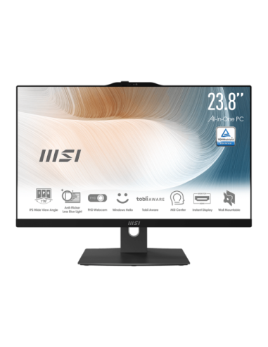 MSI AIO MODERN AM242TP 12M-823ES. 23.8" (60CM). PLANO. IPS. INTEL PROCESSOR N100. DDR4 SDRAM 16GB (8GB*2). 512 GB PCIE SSD. SIN 