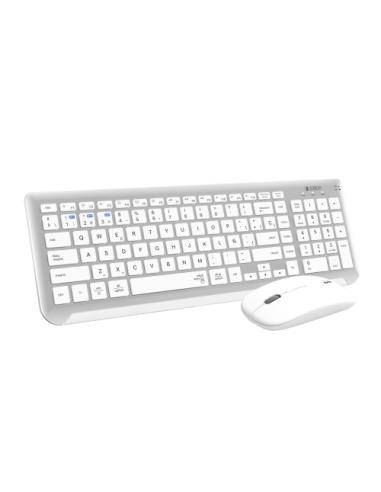 SUBBLIM Teclado con Ratón Bluetooth + 2.4G Combo Dual Prestige Extendido Plata/Blanco