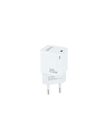 TooQ Cargador de Pared USB-C PD20W, Blanco