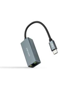 Nanocable Conversor USB-C a Ethernet Gigabit 10/100/1000 Mbps, Aluminio, Gris, 15 cm