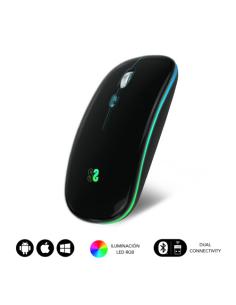 RATÓN ÓPTICO INALÁMBRICO 2.4G Y BT RGB LED DUAL FLAT MOUSE BLACK