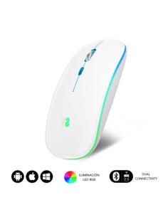 RATÓN ÓPTICO INALÁMBRICO 2.4G Y BT RGB LED DUAL FLAT MOUSE WHITE