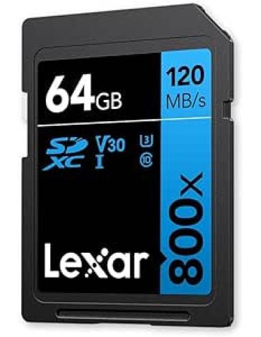 LEXAR 64GB PROFESSIONAL 800X PRO SDXC UHS-I CARDS,  UP TO 150MB/S READ, C10 V30 U3