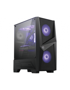 CAJA MSI MAG FORGE 100M,3x2.5"+2x3.5”,3x120MM (RGB) +1x120MM,2xUSB3.2+AUDIO+MICRO,MID-TOWER,NEGRA