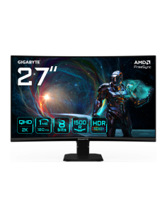 GIGABYTE GS27QCA 27" Monitor Curvo para Gaming QHD - 2560 x 1440, 180Hz, 1ms, 250 cd/m², FreeSync, HDR Ready, HDMI 2.0, DisplayP