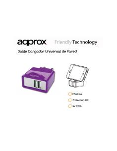 CARGADOR APPROX 2 PUERTOS USB APPUSBWALL21P