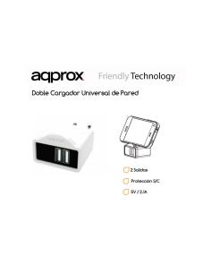 CARGADOR APPROX 2 PUERTOS USB APPUSBWALL21W