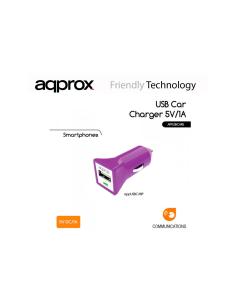 CARGADOR APPROX COCHE 1 PUERTO USB PURPURA APPUSBCARP