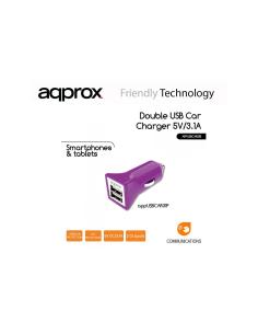 CARGADOR APPROX COCHE 2 PUERTOS USB PURPURA APPUSBCAR31P