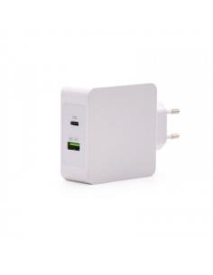 TooQ Cargador de Pared doble puerto USB-C PD + USB A QC3.0, 48W