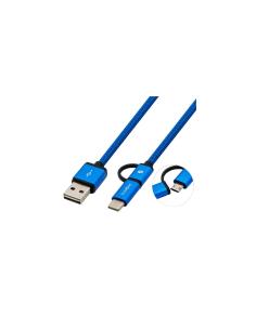 CABLE COOLBOX MULTIUSB MICROUSB USBC 1MT AZUL COO-CAB-U2MC-BL