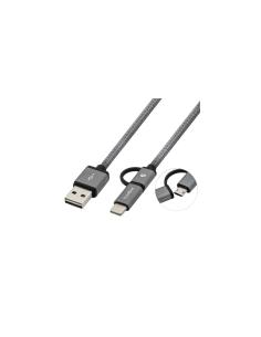 CABLE COOLBOX MULTIUSB MICROUSB USBC 1MT GRIS COO-CAB-U2MC-GR