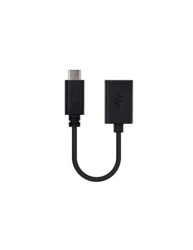 CABLE USB OTG NANOCABLE 10.01.2400 - CONECTORES USB TIPO-C MACHO A USB HEMBRA - USB 2.0 - 0.15M - COLOR NEGRO 10.01.2400