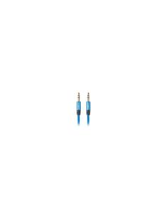 CABLE AUDIO ESTERO LANBERG JACK 3.5MM MACHO A JACK 3.5MM MACHO CHAPADOS EN ORO CABLE TEJIDO TRENZADO 1M AZUL CA-MJMJ-10CU-0010-B