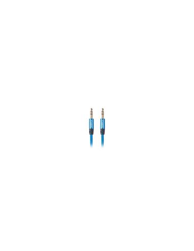 CABLE AUDIO ESTERO LANBERG JACK 3.5MM MACHO A JACK 3.5MM MACHO CHAPADOS EN ORO CABLE TEJIDO TRENZADO 1M AZUL CA-MJMJ-10CU-0010-B