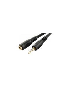 CABLE EXTENSOR GEMBIRD JACK 3.5MM MACHO A JACK 3.5MM HEMBRA 5METROS NEGRO CCA-421S-5M