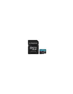 MEMORIA MICROSDXC KINGSTON 128GB CANVAS GO PLUS 170R A2 U3 V30 CARD + ADAPTADOR NEGRO SDCG3/128GB