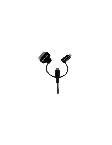 StarTech.com Cable Lightning, Dock de 30 pines o Micro USB a USB - 1m Color Negro