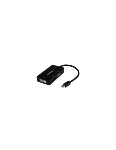 StarTech.com Adaptador Conversor de Mini DisplayPort a VGA DVI o HDMI - Convertidor A/V 3 en 1 para viajes - Negro