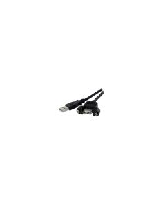 StarTech.com Cable Alargador de 30cm USB 2.0 para Montar Empotrar en Panel - Extensor Macho a Hembra - Negro