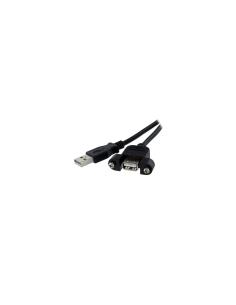 StarTech.com Cable USB 2.0 de 60cm para Montaje en Panel - USB A Macho a USB A Hembra - negro