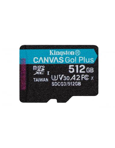 memoria microsdxc kingston technology canvas go! plus 512gb 170r a2 u3 v30 negro SDCG3/512GBSP