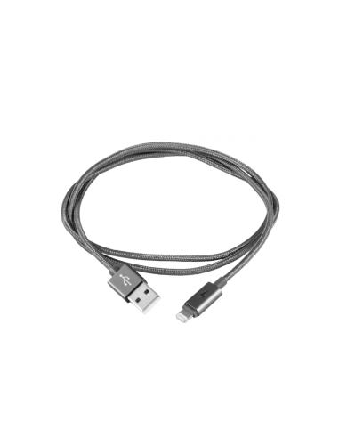 Cable silverht usb-a macho a lightning macho mfi led luxury 1m gris 93637