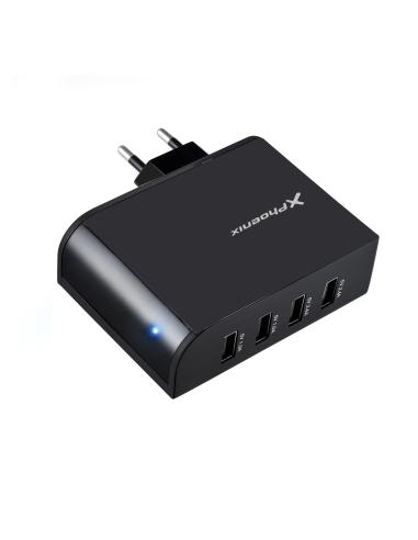 Cargador adaptador pared phoenix universal 4x usb 5.1v 2.1a negro PHMULTIUSBCHARGER