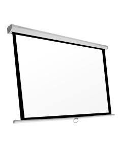 Pantalla manual videorpoyector phoenix pared y techo 135p 2.4m x 2.4m posicion ajustable carcasa blanca tela super resistente PH