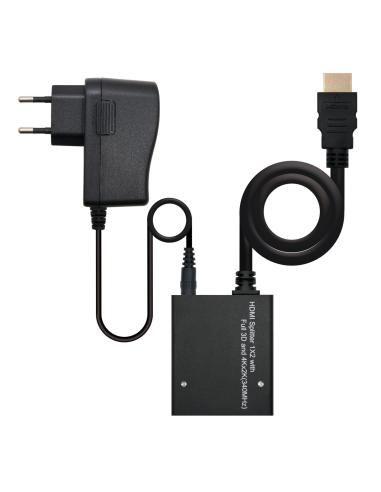 Splitter hdmi 1x2 con alimentacion nanocable 50cm negro 10.25.3502