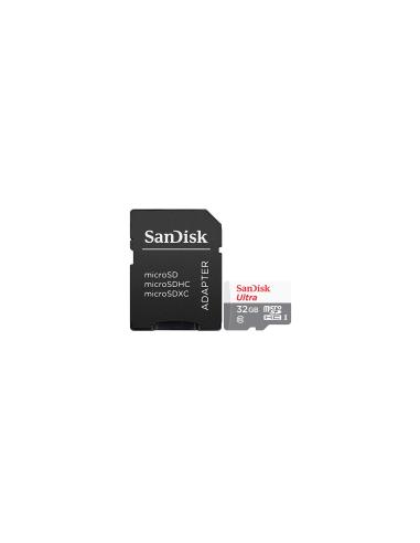 Memoria sandisk microsdhc 32gb + sd adapter 45mb/s escritura 48mb/s lectura gris blanco SDSQUNR-032G-GN3MA