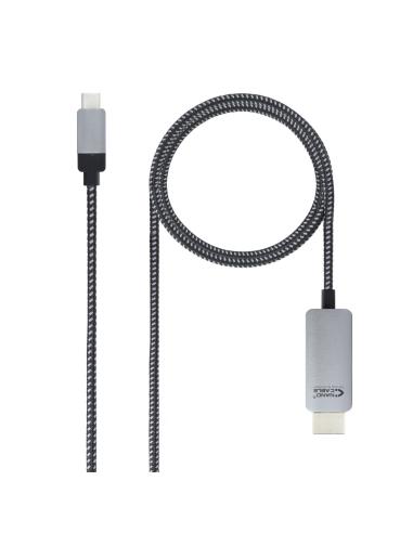 Cable conversor nanocable usb tipo-c macho a hdmi macho 1.8m aluminio negro 10.15.5102