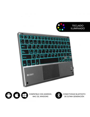 SUBBLIM Teclado Bluetooth Smart Backlit BT Keyboard Touchpad Grey