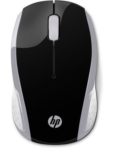 HP Wireless Mouse 200 Í?ptico 1000 DPI 2.4 GHz Ambidextro Negro, Plata