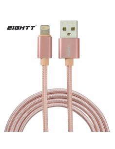 Eightt Cable USB a Lightning 1m trenzado de Nylon Rosa. Carcasa de aluminio