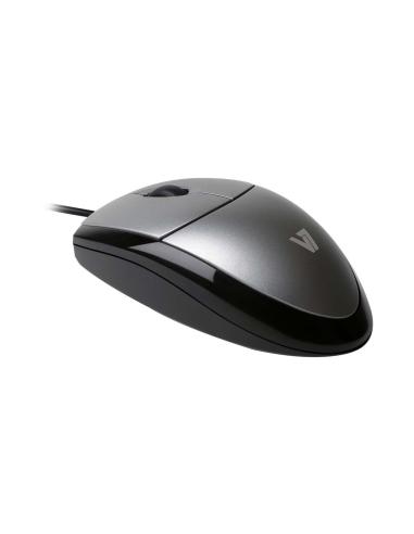 V7 Mouse Í?ptico USB 1000 DPI LED Negro, Plata