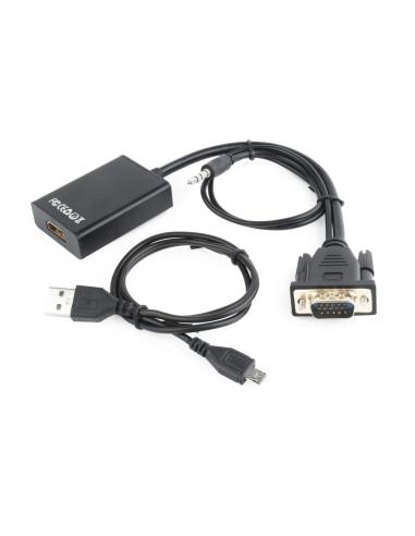 Gembird A-VGA-HDMI-01 adaptador de cable de vÍ­deo 0,15 m HDMI 19 pin Negro