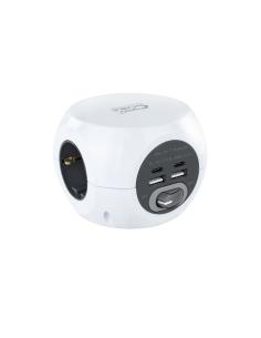 Nanocable Base de 3 enchufes con 2 usb tipo-a + 2 usb tipo-c con interruptor blanco