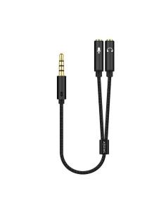 Aisens Adaptador audio Jack 3.5 4pines Macho a 2xjack 3.5 3pines Hembra 0.25m negro