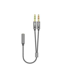 Aisens Adaptador audio Jack 3.5 4pines Hembra a 2xjack 3.5 3pines Macho 0.25m gris