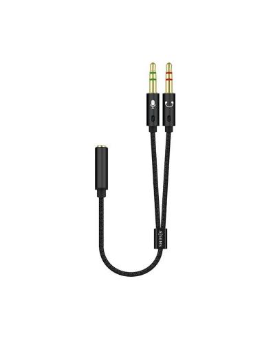 Aisens Adaptador Jack 3.5 4pines Hembra a 2xjack 3.5 3pines Macho 0.25m negro