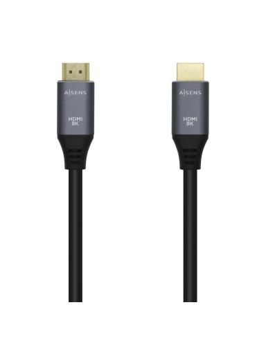 AISENS Cable HDMI V2.1 Ultra Alta Velocidad / HEC 8k@60Hz 48Gbps, A/M-A/M, 1 m Gris/Negro