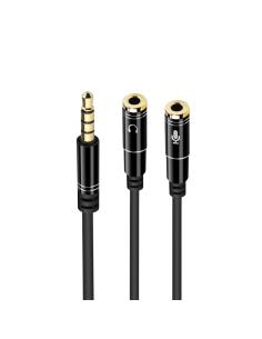 EWET cable de audio 3,5mm Macho/2 x 3,5mm Hembra 0,3 m Negro