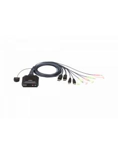 Aten Switch KVM formato cable DisplayPort USB de 2 puertos selector remoto de puerto