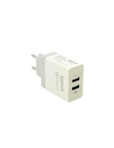 iggual Cargador pared usb 2.0 x2 carga rapida QC3.0 30w blanco