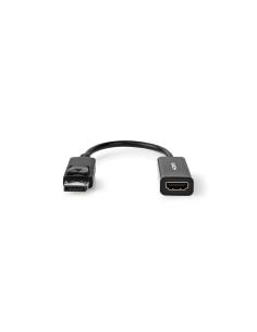 NEDIS CABLE DISPLAYPORT MACHO | SALIDA HDMI &trade; | 4K@30HZ | NIQUELADO | 0.20 M | REDONDO | PVC | NEGRO