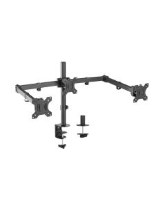 AISENS Soporte De Mesa Eco Giratorio E Inclinable Para 3 Monitores 7kg (3 Pivotes, 2 Brazos) De 13-27P Negro