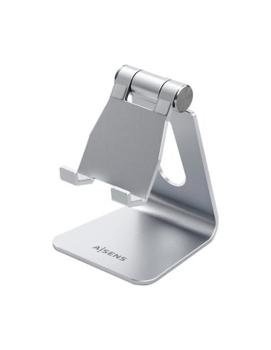 AISENS Soporte De Sobremesa Tamaño M Ajustable (1 Pivote) Para Movil / Tablet, Plata