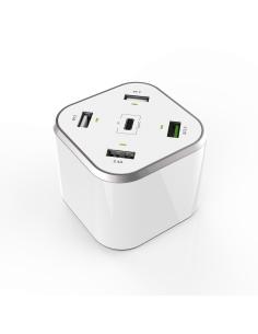 AISENS Cargador 48W 5 Puertos 3x USB-A 1x USB-C 1x USB QC3.0, Blanco