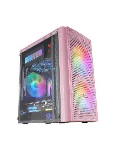 Mars Gaming MC300P Caja minitorre micro ATX cristal templado 3xventilador FRGB rosa